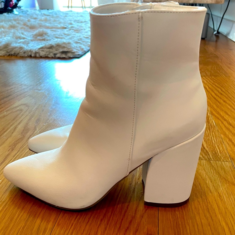Size 6 White Ankle Boots, Worn Once!